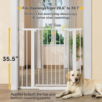 InnoTruth 29.6-39.1 in Wide x 35.5 in High Extra Tall Baby Gate, White | Indoor Metal Dog Gate for Stairs and Doorways, Auto Close Walk Through Door for Pets, Double Lock, Pressure or Hardware Mount