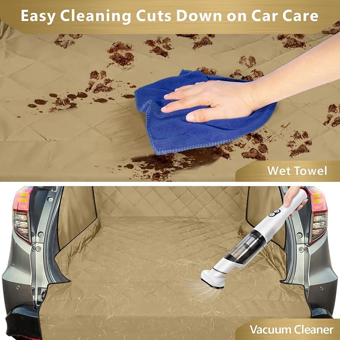 F-color SUV Cargo Liner for Dogs - Trunk Cover with Bumper Flap Protector | Waterproof Pet Cargo Cover with Side Flaps, Non-Slip Trunk Mat, Rear Dog Car Seat Cover Prevents Scratches Pet Hair Mud Dirt
