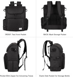 Modoker Multi-Compartment Dog Travel Backpack for Pet Supplies, Black | Dog Travel Accessories Organizer with 2 Food Bags, 2 Bowls, Quick-Access Pockets, Tissue Opening, Luggage Sleeve, Feeding Mat