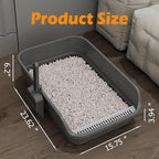 Extea Large Cat Litter Box with High Sides,Cat Boxes for Indoor Cats,Cat Litter Pan for Kitty,Litter Box with Low Entry,Easy to Clean,Anti-Splashing,23.6" x15.7" x6.2" (Green)