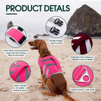 Kuoser Reflective Dog Life Jacket, Dog Life Vest for Swimming Boating | Adjustable Pet Lifejackets, High Flotation Doggie Swimsuit with Rescue Handle for Small Medium Large Dogs