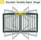 PUPETPO Freestanding Pet Gate for Dogs, Foldable Wooden Dog Gate for House, Indoor Dog Gate for Doorways, Stairs, Step Over Pet Puppy Safety Fence, Support Feet Included,24" Height 3 Panels,Green