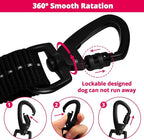 Rope Dog Leash 5 FT: Heavy Duty Leashes with Swivel Lockable Hook Reflective Threads Bungee and Padded Handle - Dog Lead for Large Small Medium Dogs Outside Walking Hiking Pink