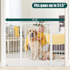keny 36" Extra Tall Baby Gate for Stairs, Auto Close Dog Gate for Doorways | 29.7-51.5" Adjustable Width, Easy Walk Thru Pet Gate with 21.1" Large Opening Door, White