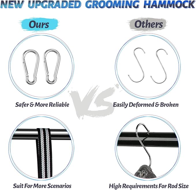 ATESON Pet Dog Grooming Hammock Harness for Grooming (XL 80lb), Dog Sling Holder for Clipping Nails with Clippers, Pet Comb