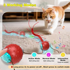 Saolife Interactive Cat Toys for Indoor Cats, Moving Cat Ball with Tail, Fast Rolling on Carpet, Chirping & Motion Activate