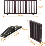 Brown 18-55" Wide Dog Gate, Bamboo Dog Gates for the House Doorways, Freestanding Pet Gates for Dogs, Doogie Puppy Fence Gate