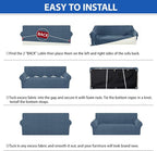 ZNSAYOTX Stretch Couch Cover, 1 Piece Sofa Covers for 2 Cushion Couch, Jacquard Loveseat Slipcovers with Elastic Bottom Thickened Furniture Protector for Dog Cat Pet (Medium, Dark Grey)