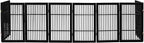 Urnporium Pet Dog Gate Freestanding, Strong Durable Folding Wooden Fence, Portable Acacia Hardwood Safety Barrier for Indoor & Outdoor Use (Black Pet Gate, 8 Panel 30" Tall)