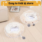 Avont Cat Tunnel Bed, Washable Cushion, Large 3-in-1 Play Tube for Cats | Play, Rest & Snuggle | Spacious for Big Cats | Durable Toggle Design | Removable Washable Cushion | Beige