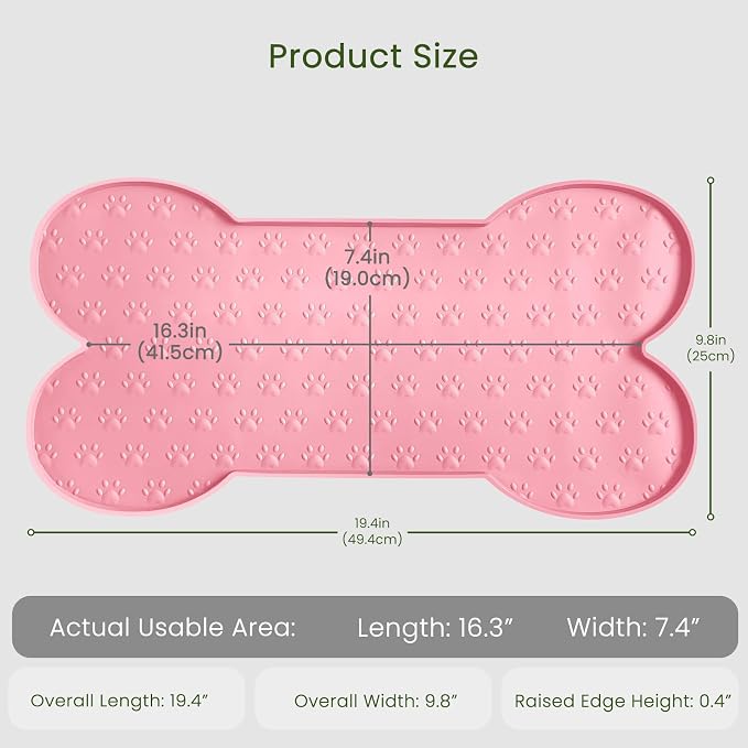 PWTAA Dog Food Mat Anti-Slip Silicone Dog Bowl Mat Thicker Pet Placemat Waterproof Cat Feeder Pad with Raised Edge Puppy Kitten Feeding Mats Suitable Small Medium-Sized Dogs Cats Eating Tray - 2PCS