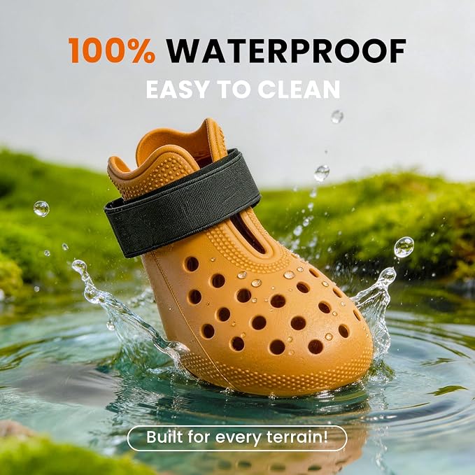 Dog Shoes for Hot Pavement - Comfortable Paw Protection for Medium & Large Dogs, Adjustable Strap & Non-Slip, Easy-Clean, Outdoor Sports Boots, Dog Booties for Summer Rain (Orange, M)