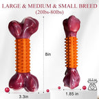 2-Pack Tough Dog Toys for Aggressive Chewers: Peanut Butter Flavored Long Lasting Dog Bones, Heavy Duty Nylon & Rubber Dog Chew Toys to Keep Them Busy, Medium & Large Breed, Orange