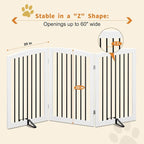 PUPETPO Freestanding Pet Gate for Dogs, Foldable Wooden Dog Gate for House Indoor, Tall Pet Fence for Stair, Doorway,Hall, Support Feet Included, 3 Panels 32",White