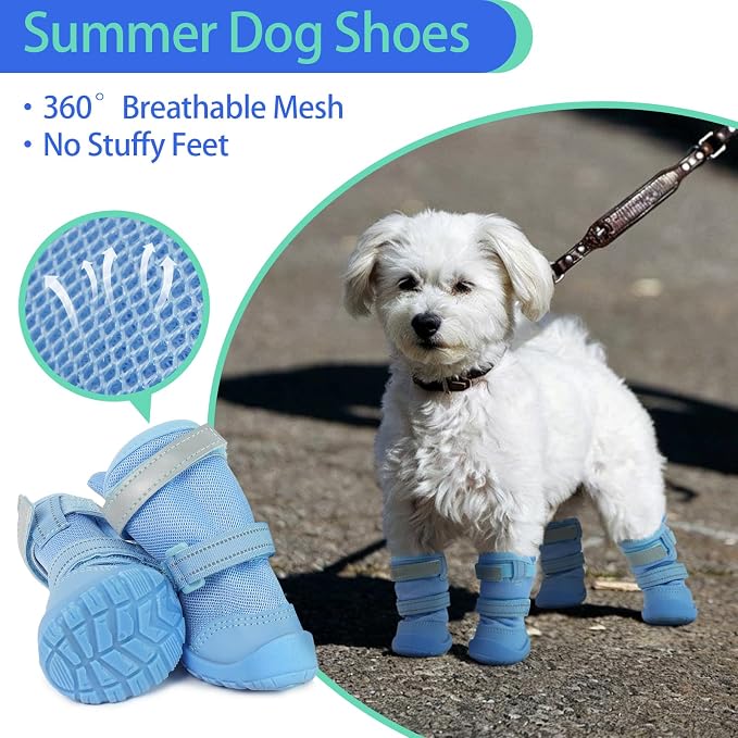MIGOHI Breathable Dog Shoes for Small Dogs,Puppy Dog Boots & Paw Protectors for Summer Hot Pavement Hardfloors with Anti Slip Waterproof Rubber Grip Sole,Dog Booties for Indoor Outdoor Walking Running