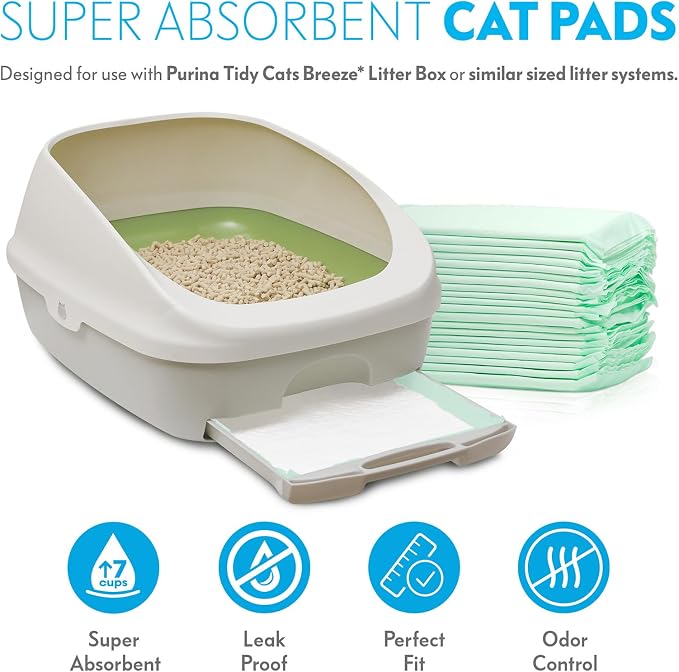 Paw Inspired Cat Pads, Original/Unscented, 16.9 x 11.4 Inch, 20 Count | Generic Refills for Tidy Cats Breeze Litter Box System, Super Absorbent Pee Pads, Kitty Litter Liners for Easy Cleaning