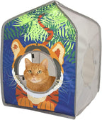 Kitty City Safari Jungle Tiger Pop-Up Cat House, Collapsible Indoor Cat Hideout with Peekaboo Openings, Lightweight Foldable Cat Playhouse