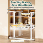 InnoTruth 29.6-39.1 in Wide x 35.5 in High Extra Tall Baby Gate, White | Indoor Metal Dog Gate for Stairs and Doorways, Auto Close Walk Through Door for Pets, Double Lock, Pressure or Hardware Mount
