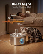 Stainless Steel Cat Water Fountain: Cat Fountain with with 6 Filters + 3 Sponges - 88oz/2.6L Slient Pet Water Fountains for Cats Indoor - DCTROD Kitten Fountains - Gifts for Cats Dogs Small Animals