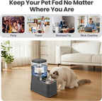 Automatic Cat Water Dispenser Gravity Stainless Steel Water Feeder Dog Waterer Feeder with Wide Mouth Bowl for Small Medium Dog Puppy Kitten (Filter &Ice Pack Included) 1Gallon Gray