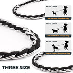 S-ETOVUS-Chain Dog Leash, Bite-Proof Metal Leash, with Padded Handle | Three Sizes 7.25FT/5.2FT/4FT, Woven From Nylon Rope And Chain, Durable And Bite-Resistant, Comfortable With Padded Handles