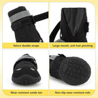Dog Shoes for Large Dogs, 360°Anti Slip Medium Dog Boots & Paw Protectors Winter Snowy, Waterproof 4Pcs Dog Booties with Reflective Strips (Size 1: 1.57''x2.09''(W*L), Black)