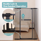 No Pawblems 55.1" Extra Tall Pet Gate, 29.9"-44.4" Wide Cat/Dog Gate, Black | No Drilling Pressure Mounted, 1.37" Narrow Bar Spacing, Auto Close Tall Cat Gate for Doorway Hallway, One-Hand Operation