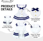 Parisian Pet Sailor Dog Dress - 100% Cotton Summer Clothes for Large Dogs Girl - Nautical Pet Apparel - Stylish Dog Outfit - Lightweight and Breathable Puppy Clothes - Cute Dresses for Dogs