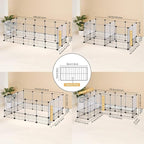 DINMO 28 Panels Bunny Playpen, Iron Net Bottom, 61.4" L x 25.4" W x 22.3" H | For Small Animals: Kittens, Guinea Pigs, Hamsters, Ferrets, Hedgehogs, Chicks & Ducklings, DIY, Expandable Portable Enclosure