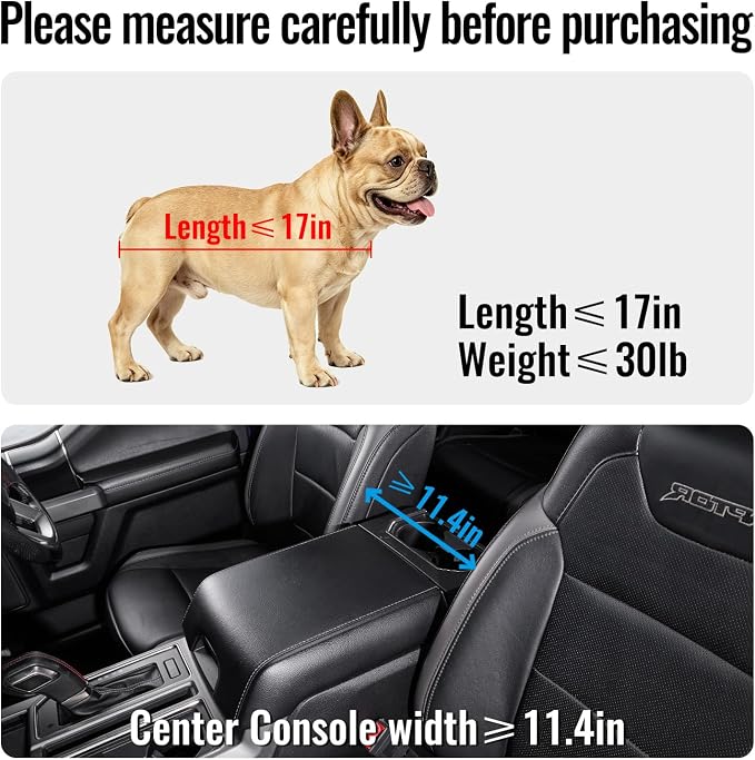 Center Console Dog Car Seat,Dog Car Seats for Small Dogs with Soft Mattress,Pet Puppy Cars Seat (Grey, Medium)