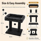 Small Cat Tree with Large Top Perch for Indoor Cats, Grey | Carpeted Scratching Post | Soft Plush Bed | Furniture Protecter | Small Cat Tower | Replacement Toy Balls | Space-Saving