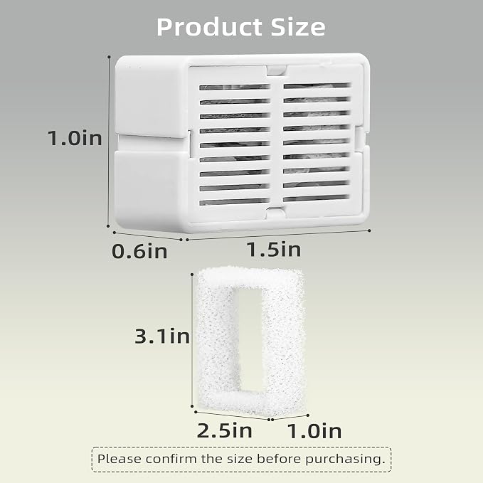 16 Pack Ceramic Cat Fountain Filter Replacement, 4 Sponges | Compatible With 2.1L/71oz Triple Cupcake Cat Fountain, Higher Activated Carbon Content, Multi-Layer Filtration
