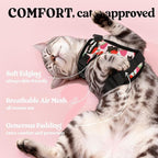 rabbitgoo Cat Harness and Leash Set, Escape Proof Vest, Berry Pounce | Soft Breathable Mesh, Easy Adjustable Fit, Snap Buckles, Sturdy Clip, Reflective Strips, for Small & Average Cats Walks, Xs