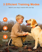 Shock Collar for Dogs, IP67 Waterproof Dog Training Collar with Remote Control, 3 Modes: Beep, Vibration, Safe Static, Rechargeable Adjustable for 15-110lbs Medium Large Dogs