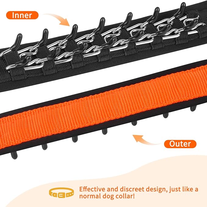 Mayerzon Martingale No Pull Collar for Medium Large Dogs | Sunset Orange, M | Patented Anti Pull Dog Collar with Buckle for Walking Training, Neoprene Padding, Adjustable, Hidden Design, 2.5mm Links