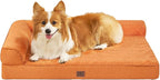 EHEYCIGA Large Dog Bed Memory Foam for Crate, Orthopedic Dog Bed Large Size Dogs with Washable Removable Cover, Waterproof Pet Sofa Couch with Nonskid Bottom, 35x22x6, Pumpkin