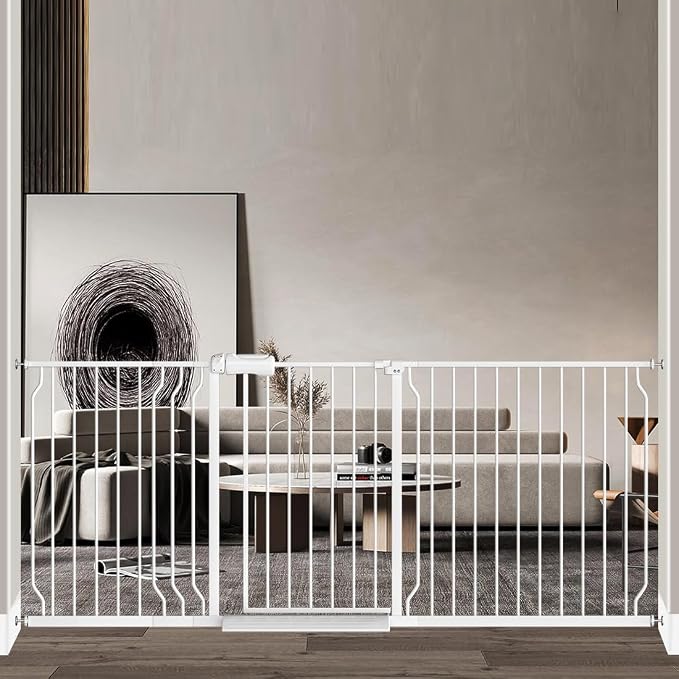 Baby Gate for Doorways Stairs Hallway 76.3-81.1 Inch Wide, Walk Through Child Gates with Pressure Mounted Extention Kit, Indoor Safety Child Gates for Kids or Pets | Walk Through Child Safety Gates with Pressure Mounted Extention Kit, Indoor Large Dog ...