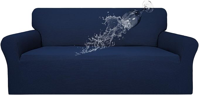 Easy-Going 100% Waterproof Couch Cover, 3 Cushion Couch Slipcover for Sofa | Leakproof Sofa Cover, Stretch Jacquard Furniture Protector Against Stain Spill from Kids, Pets, Dog (Sofa, Navy)