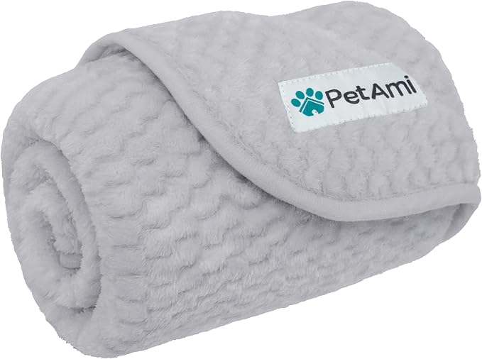 PetAmi Waterproof Dog Blanket, Leakproof Puppy Blanket, 24x32 Light Gray | For Small Medium Pets, Furniture Sofa Couch Cover Protector, Fleece Throw Indoor Cat Kitten, Reversible Washable Soft Plush