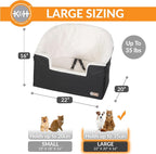K&H Dog Car Seat, Bucket Booster for Small to Medium Pets, L Black/Cream | Collapsible Dog Car Seats for Small Dogs. Seat Belt Secured, 2 Safety Leashes, Washable Covers