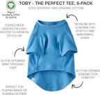 Pet Passion Toby II - The Perfect Tee, 8 Pack Short Sleeve Pet T-Shirt 100% Organic Cotton Tees Clothes for Small, Medium, Large Dogs, Rainbow Blue, X-Small