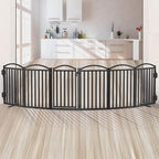 Malier Metal Freestanding Dog Gates with Door, Outdoor Indoor Dog Fences, Extra Wide Foldable Puppy Gate for Stairs, Hallways, Yard (Black, 120''W × 32''H【6 Panels】)