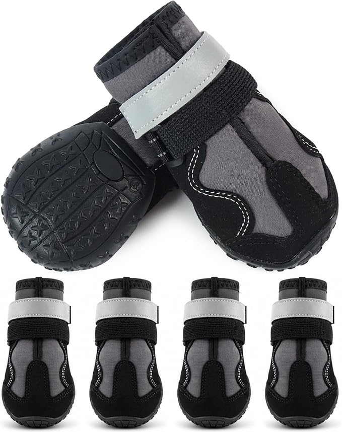 MIGOHI Dog Shoes for Hot Pavement, Waterproof & Anti-Slip Dog Boots for Rain, Snow - Durable Paw Protectors for Ourdoor Hiking & Indoor Hard Floors, Booties to Prevent Licking Paw, Black Size 5