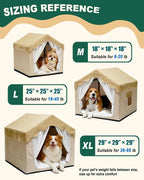 Indoor Dog House, Breeze Pet Tent with Sturdy Frame & Window, Dog Cave Bed with Washable Cover for Cat & Small Dogs (8-20 lb), 18", Cream