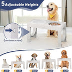 XIAZ Elevated Dog Bowls Large Breed Raised Dogs Bowl Stand Large/Medium Sized Dog Slow Feeder Dogs Bowls Food Water Stands 5 Heights Adjustable 9/11/12/14in Pet Feeder Dish Station