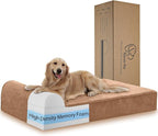Rainmr Orthopedic Dog Beds for Large Dogs, 7" Memory Foam Dog Beds with Waterproof Liner, Durable Microsuede Cover, Removable and Washable, Nonskid Bottom, 52"x36"x7" XL Khaki