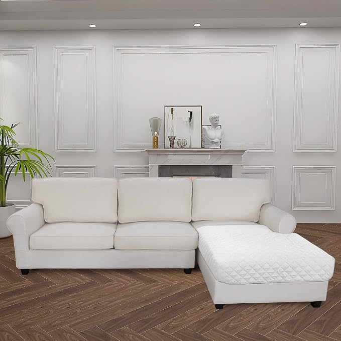 Easy-Going Sectional Couch Covers for Dogs L Shape Sofa Cover Reversible Sofa Slipcover Chaise Lounge Cover Furniture Protector Cover for Pets Dog Cat (42 x 52 inches, White/White) | Soft Sofa Slipcover For Dogs, Fits Left/Right Chaise Lounge Protector...