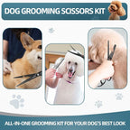 7-Inch Dog Grooming Scissors Set, 4-in-1 Pet Shears Kit | Straight, Curved, Thinning & Chunkers, Includes Comb for Home & Professional Grooming