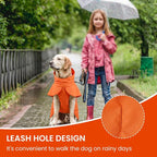 BRKURLEG Dog Raincoat, Waterproof Rain Jacket with Hood, Orange, S | Adjustable Windproof Rainproof Jacket with Leash Hole, Reflective Breathable Rain Coat Poncho, for Small to Large Dogs