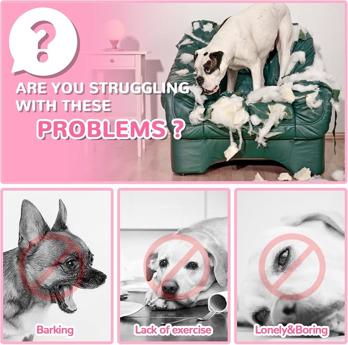 Dog Toys for Aggressive Chewers Large Breed, for German Shepherd, Indestructible Interactive Treat Dog Toys for Large Medium Breeds, Food Grade & Tough Rubber, Fun to Chew, Chase and Fetch (Pink)